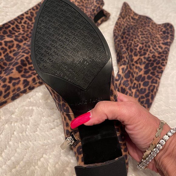 Marc Fisher Leopard Print Over the Knee Boots- Size 8 - Picture 3 of 6